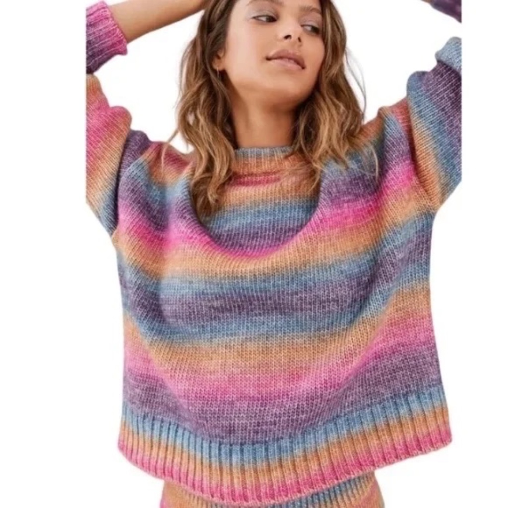 Something Navy Poppy Rainbow Crew Neck Knit Sweater - Size Xs